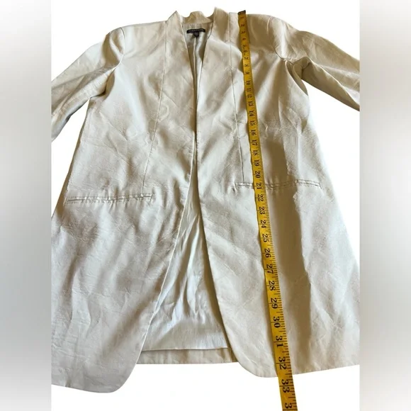 EILEEN FISHER Cream Open-Front Longline Coat Jacket Sz 10 Minimalist Italian - Picture 7 of 11